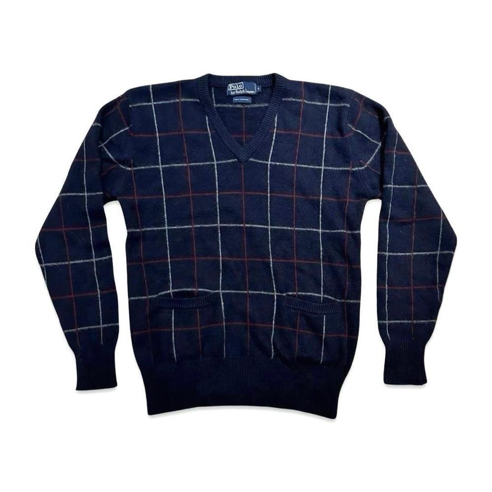 Vintage Polo Plaid Cashmere Sweater Unisex Small